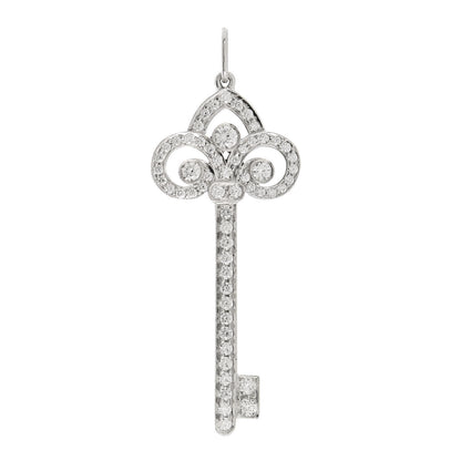 Tiffany Platinum Diamond .41ct Fleur De Lis Key Pendant 1 of 3