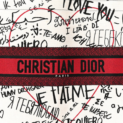 Christian Dior Canvas Embroidered Large Dioramour Graffiti Book Tote Latte Multicolor 8 of 10