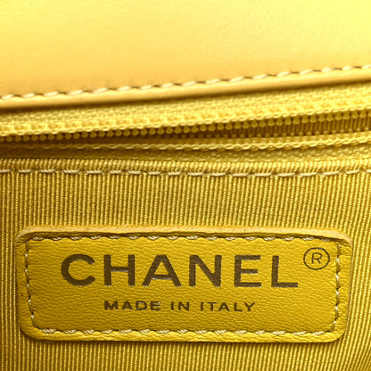 Chanel Calfskin Stitched Small Ring My Bag Flap Crossbody Yellow 6 of 10