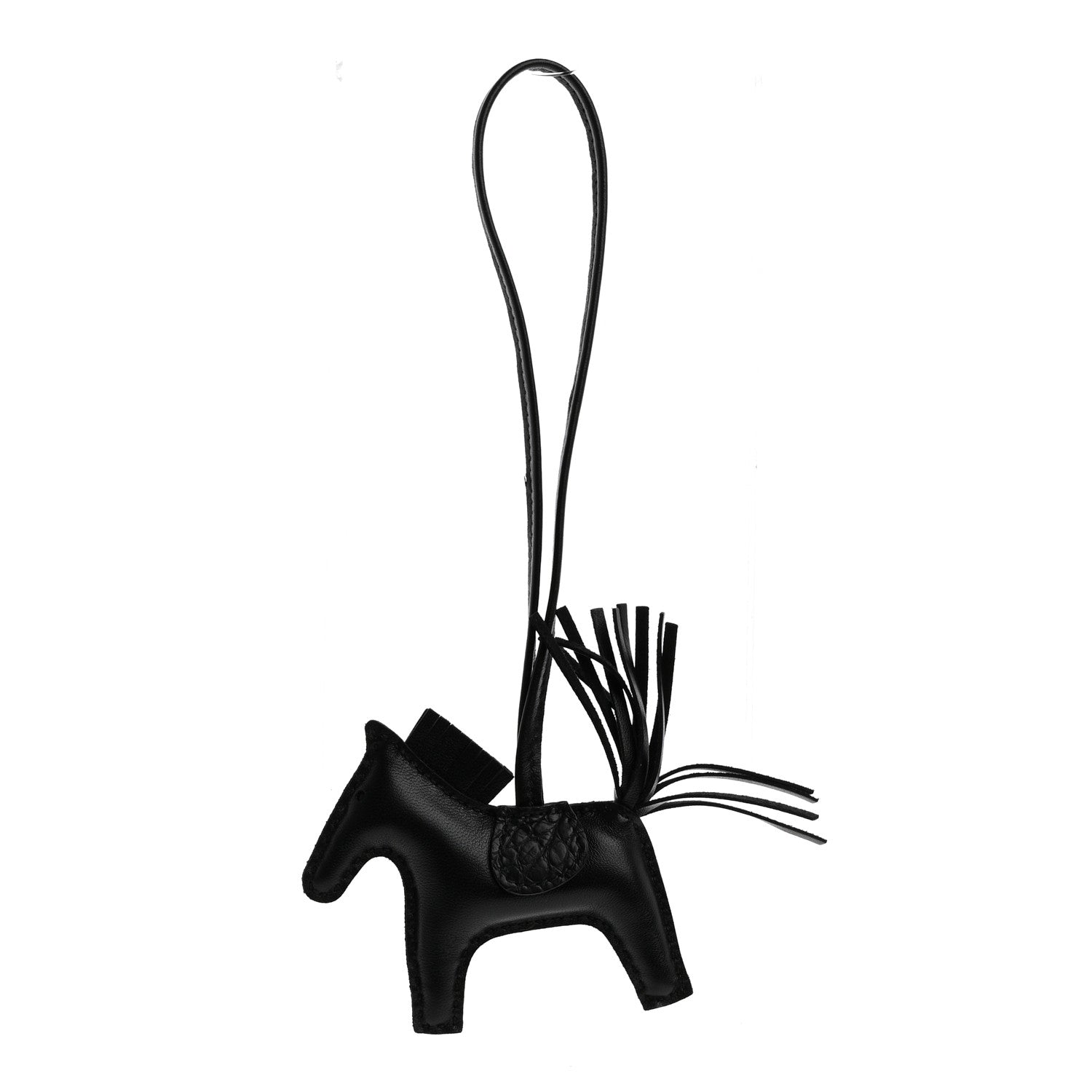 Hermes Milo Lambskin Matte Alligator Touch Grigri Rodeo Horse Bag Charm PM So Black 1 of 4