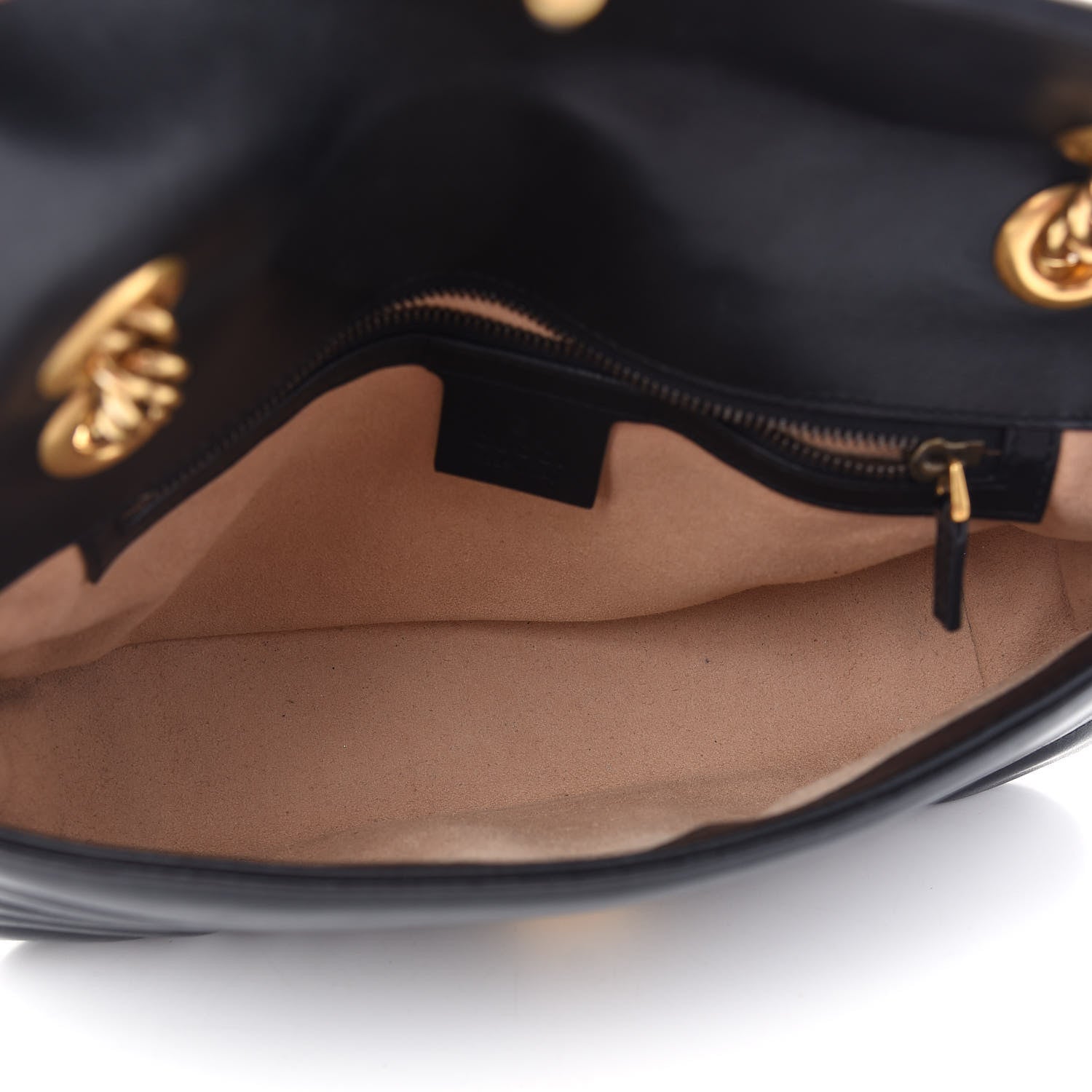Gucci Calfskin Matelasse Small GG Marmont Shoulder Bag Black 5 of 9
