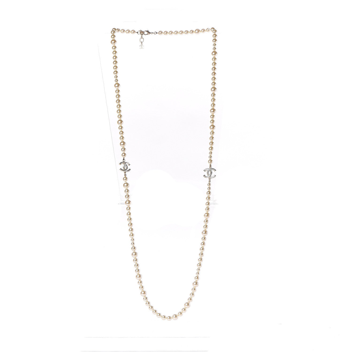 Chanel Graduated Pearl CC Long Necklace Light Gold 3 of 5