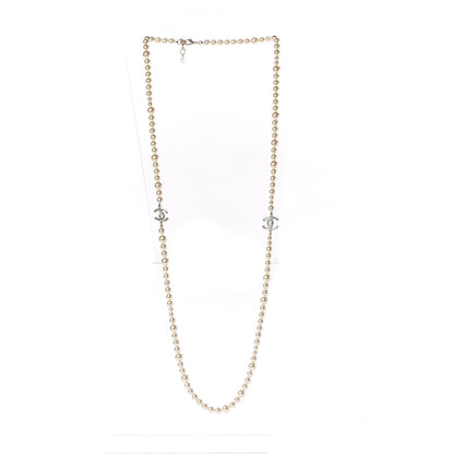 Chanel Graduated Pearl CC Long Necklace Light Gold 3 of 5