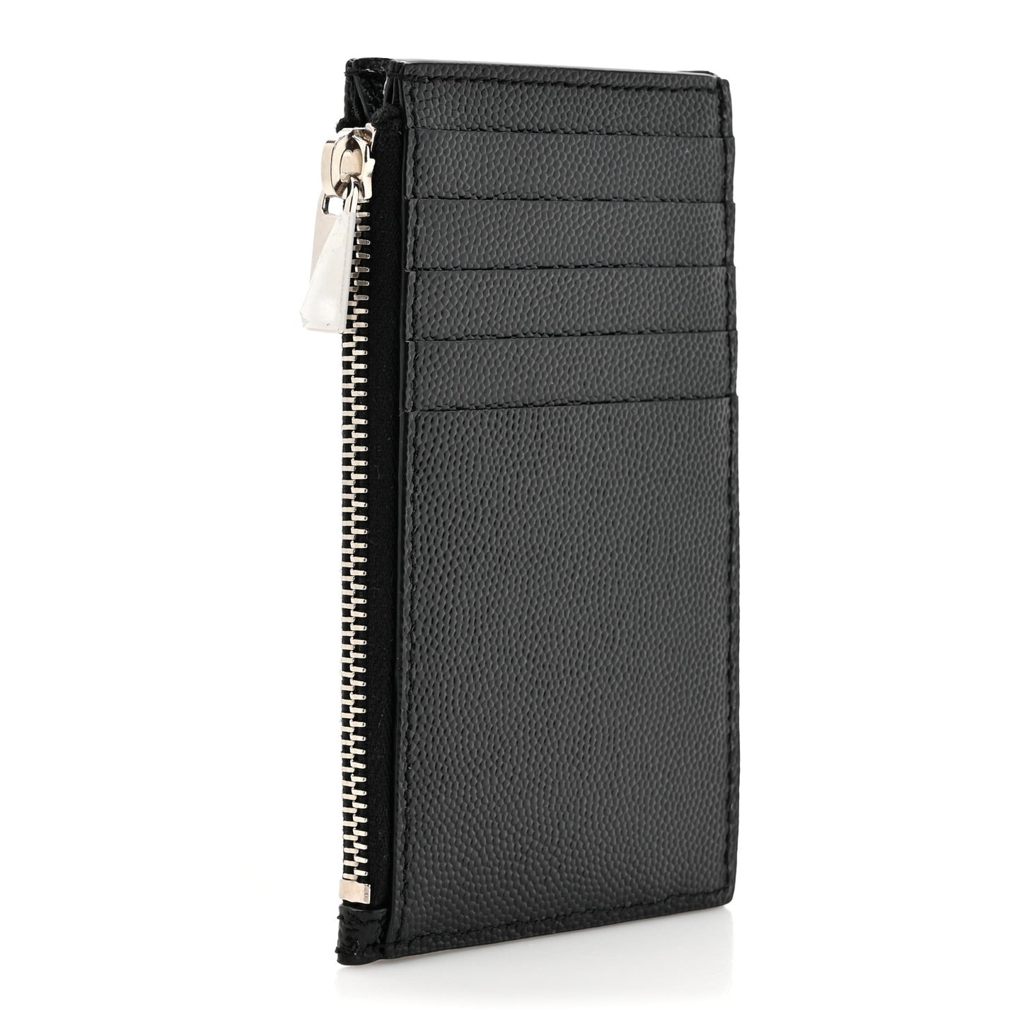 Grain De Poudre Matelasse Chevron Monogram Fragments Zippered Card Case Black