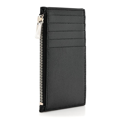 Saint Laurent Grain De Poudre Matelasse Chevron Monogram Fragments Zippered Card Case Black 4 of 8