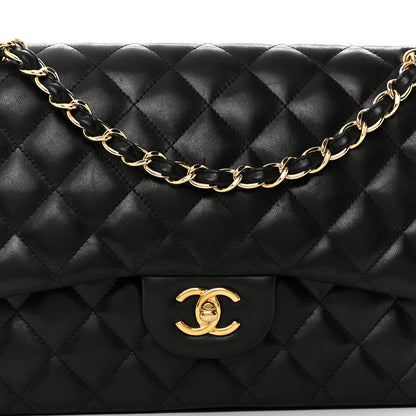 Chanel Lambskin Quilted Jumbo Double Flap Black 8 of 10