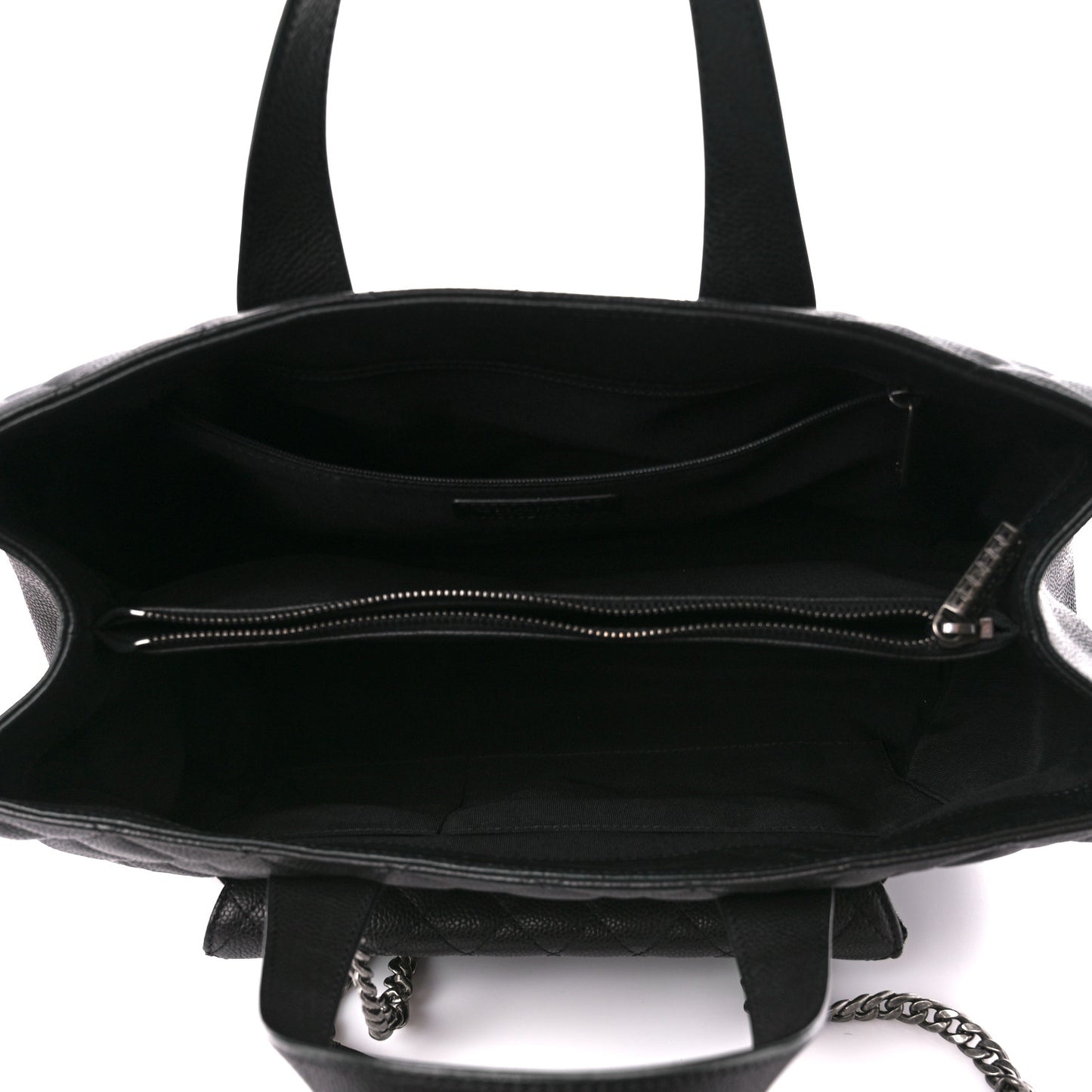 Caviar Quilted Large Casual Pocket Tote Black