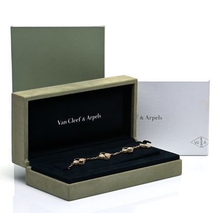 Van Cleef & Arpels 18K Yellow Gold 5 Motifs Guilloche Vintage Alhambra Bracelet 9 of 9