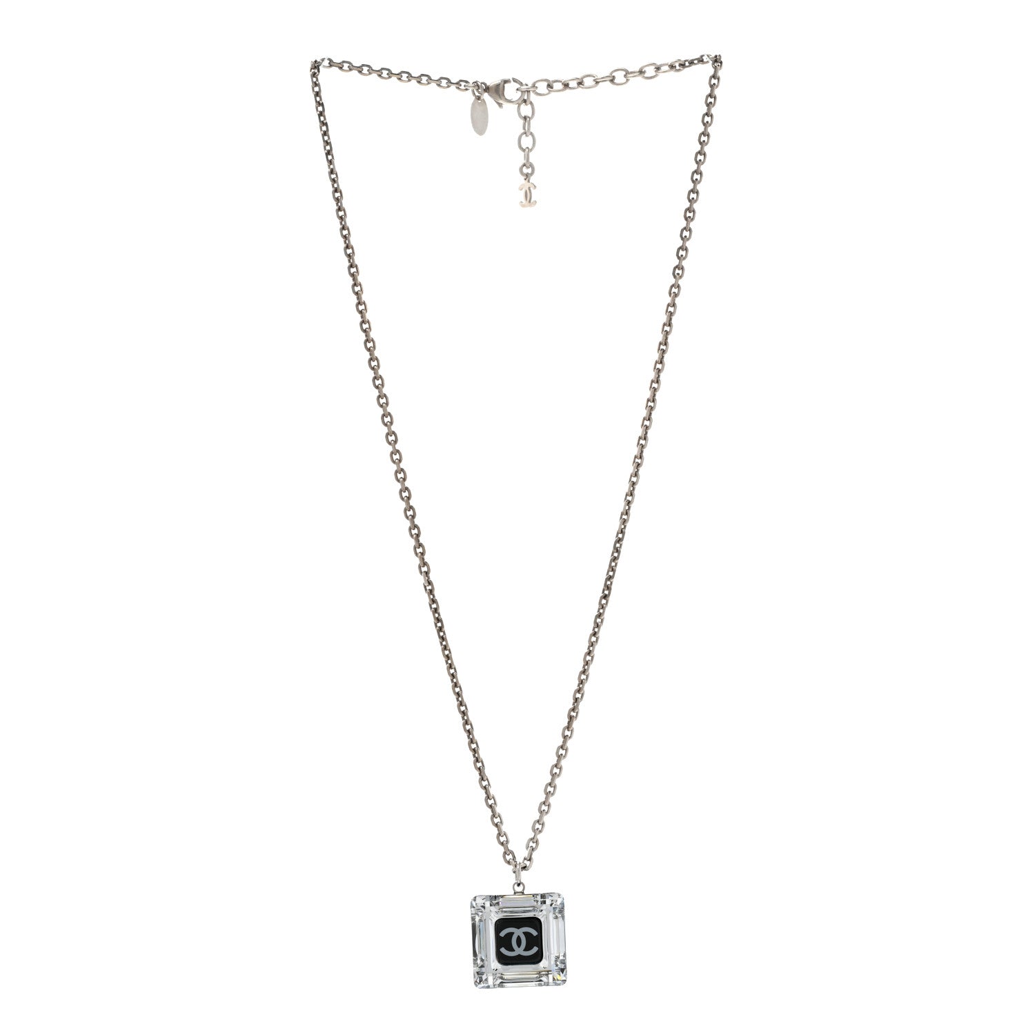 Chanel Lucite CC Square Charm Necklace 3 of 7