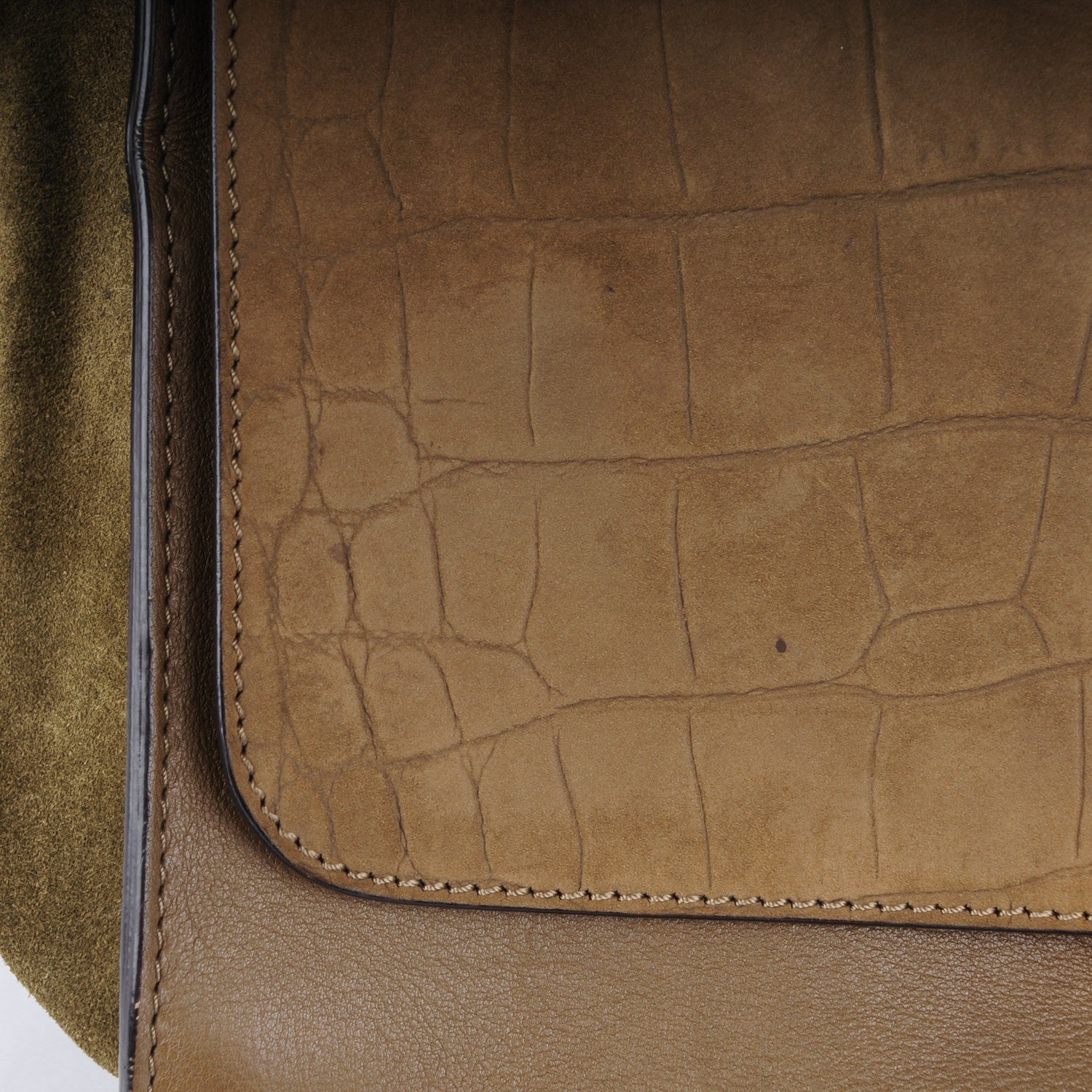 Celine Crocodile Embossed Nubuck Medium Trapeze Olive 9 of 9