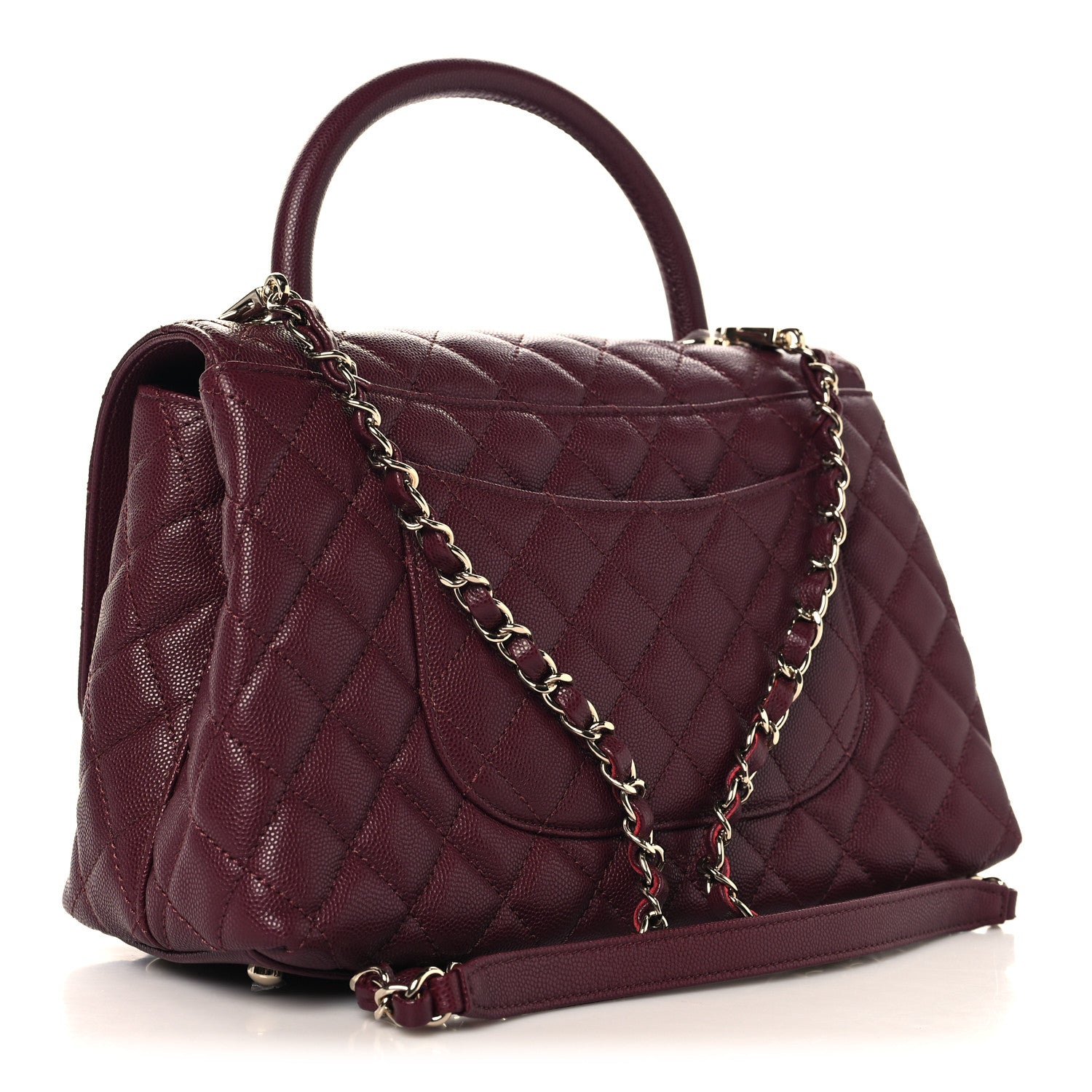 Chanel Caviar Quilted Small Coco Handle Flap Burgundy 3 of 11
