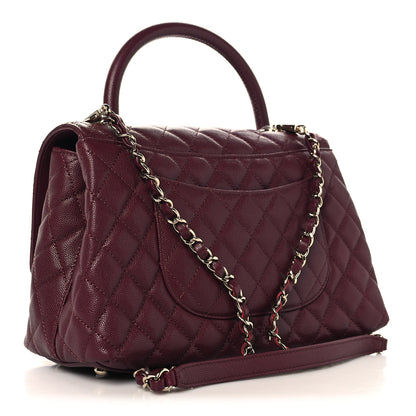 Chanel Caviar Quilted Small Coco Handle Flap Burgundy 3 of 11