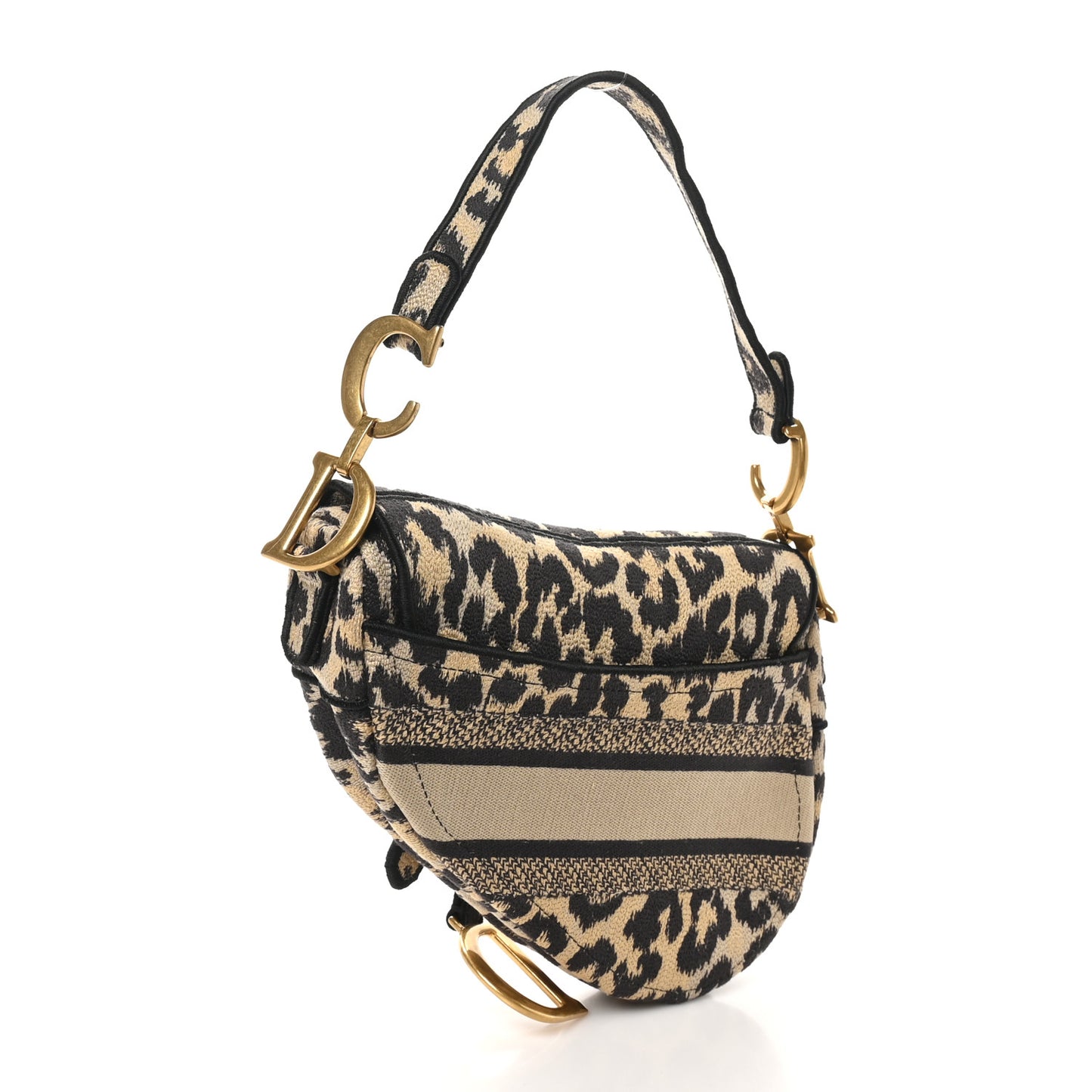 Canvas Mizza Embroidered Saddle Bag Beige Multicolor