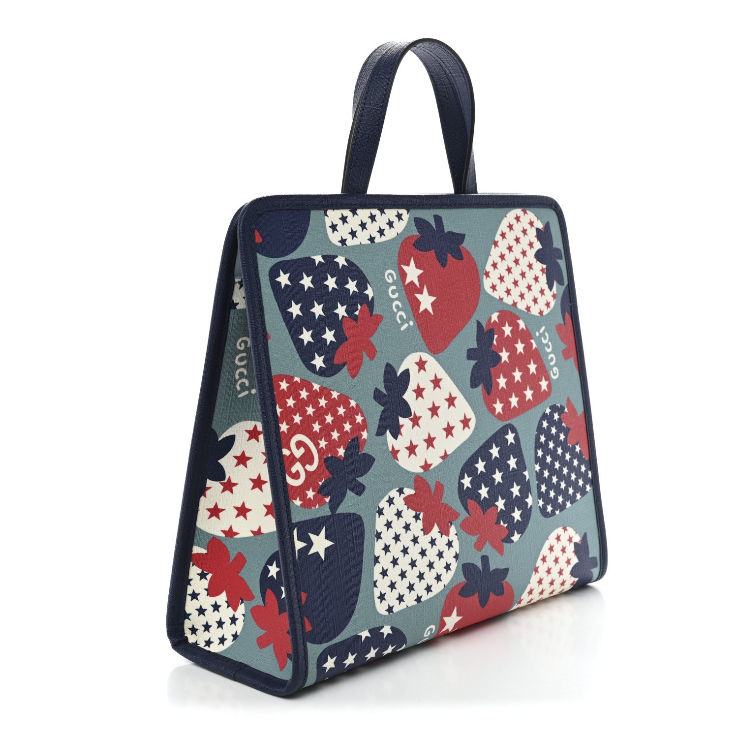 Gucci Coated Canvas Strawberry Stars Childrens Tote Red White Blue 3 of 10