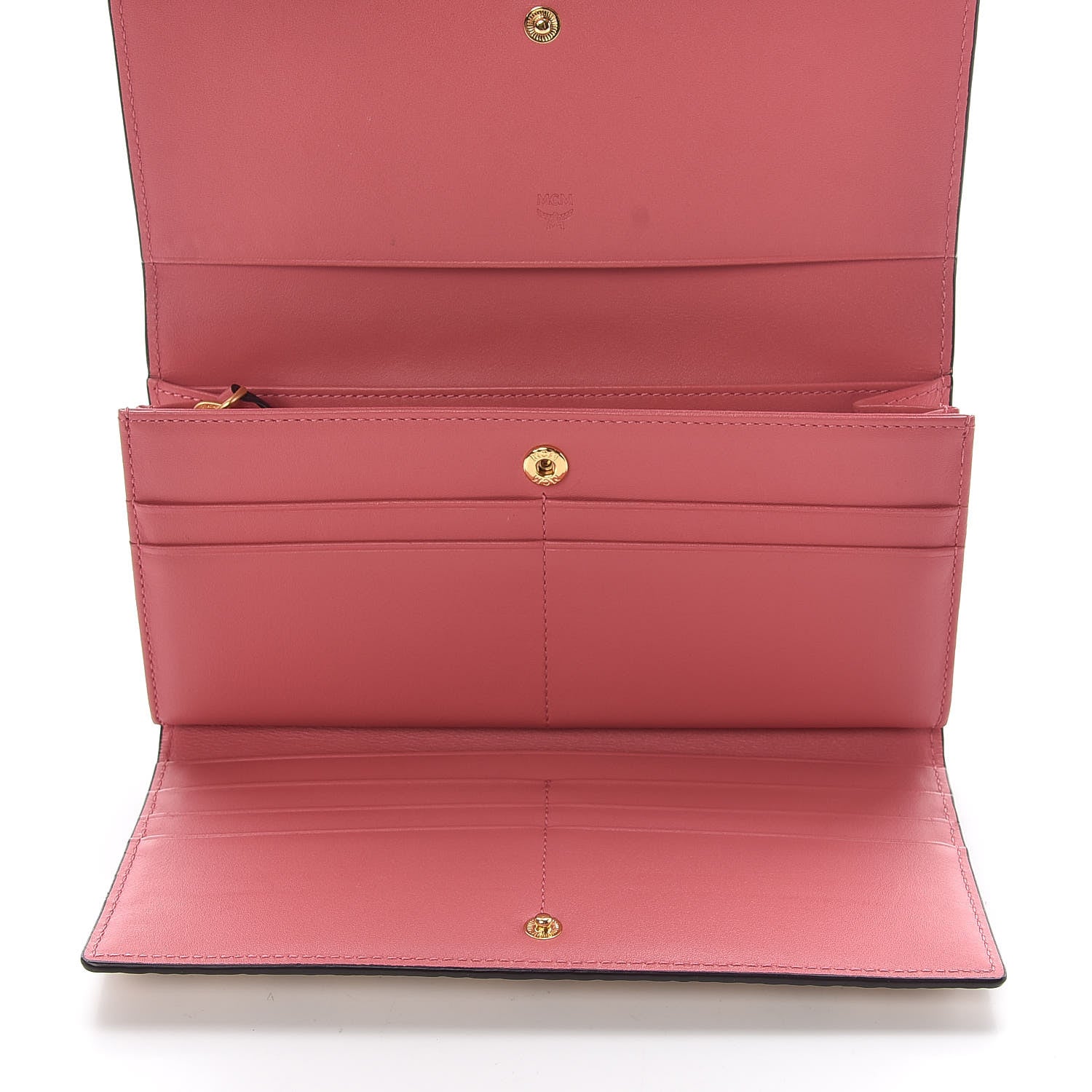 MCM Visetos Grained Calfskin Corina Two Fold Wallet Pink 6 of 9