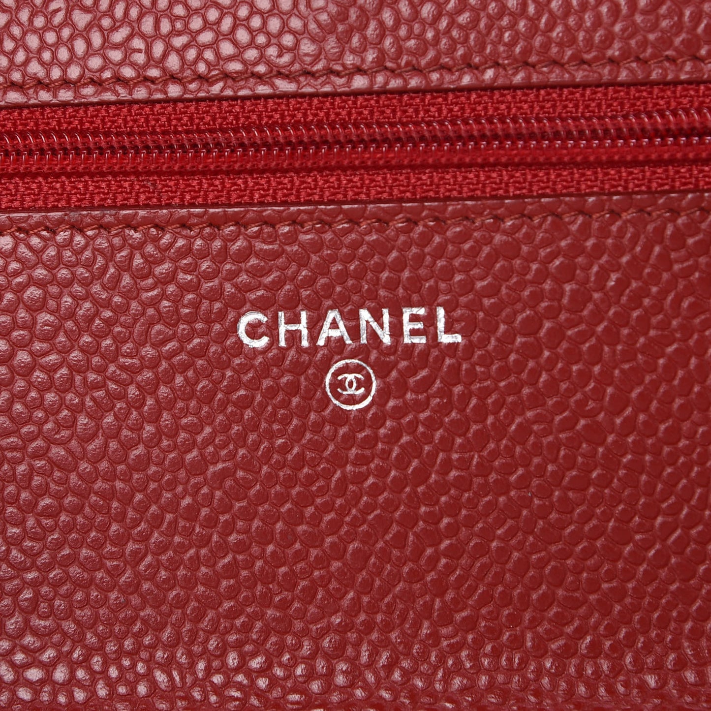 Caviar Quilted Wallet On Chain WOC Dark Red
