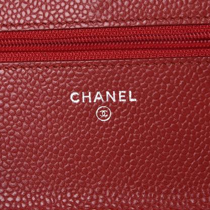 Chanel Caviar Quilted Wallet On Chain WOC Dark Red 7 of 12