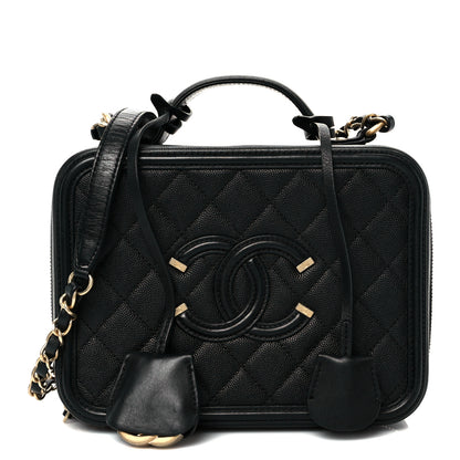 Chanel Caviar Quilted Medium CC Filigree Vanity Case Black 1 of 11