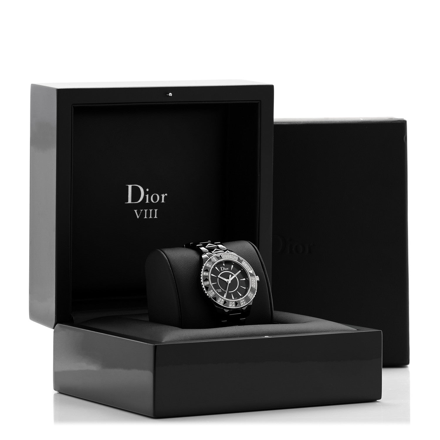 Christian Dior Stainless Steel Ceramic Diamond 33mm Dior VIII Quartz Watch Black 5 of 5