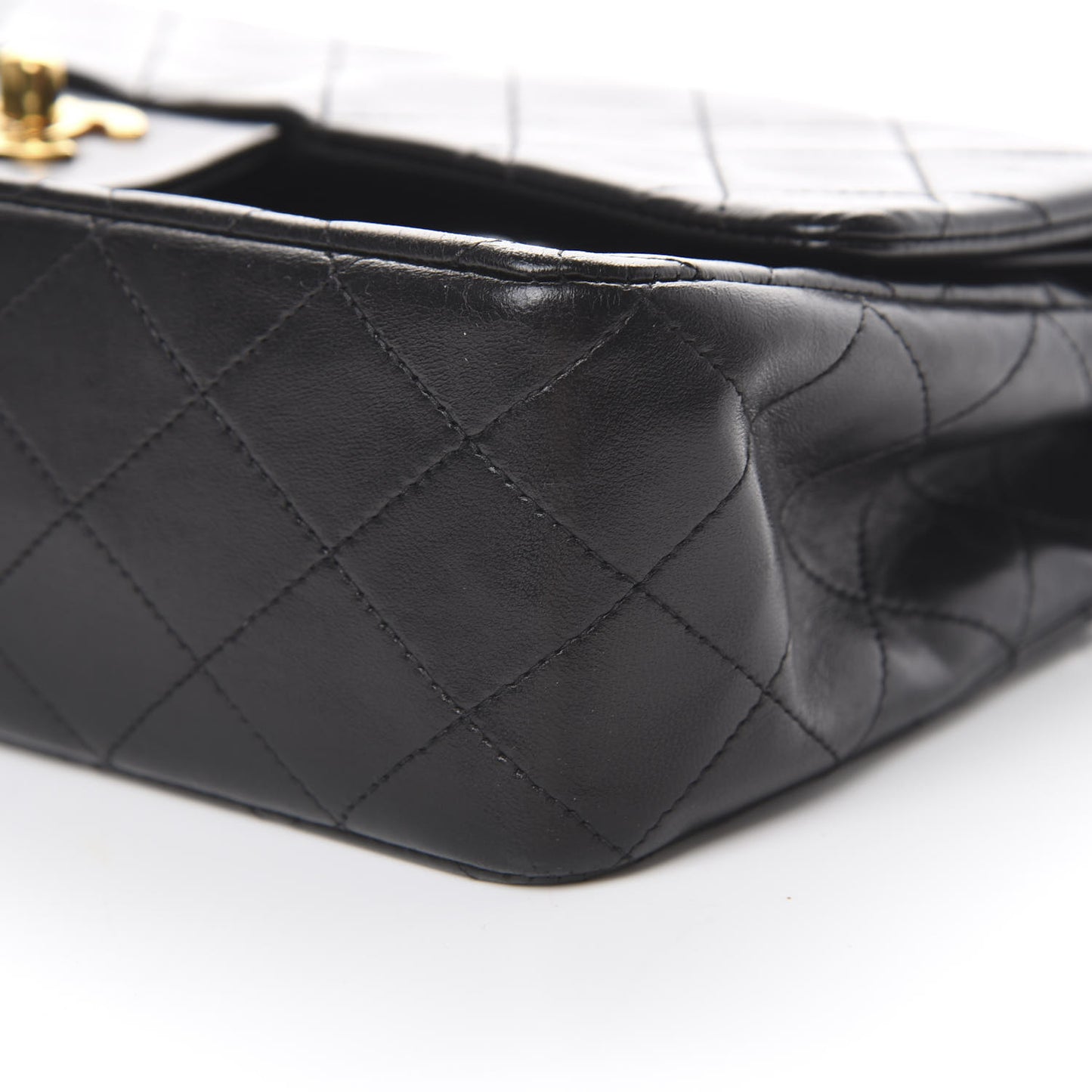 Lambskin Quilted Medium Double Flap Black