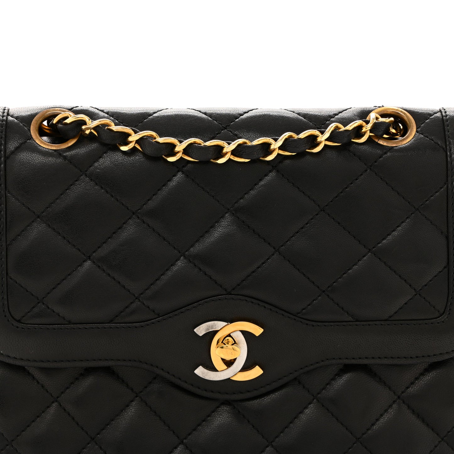 Lambskin Quilted Small Double Flap Black