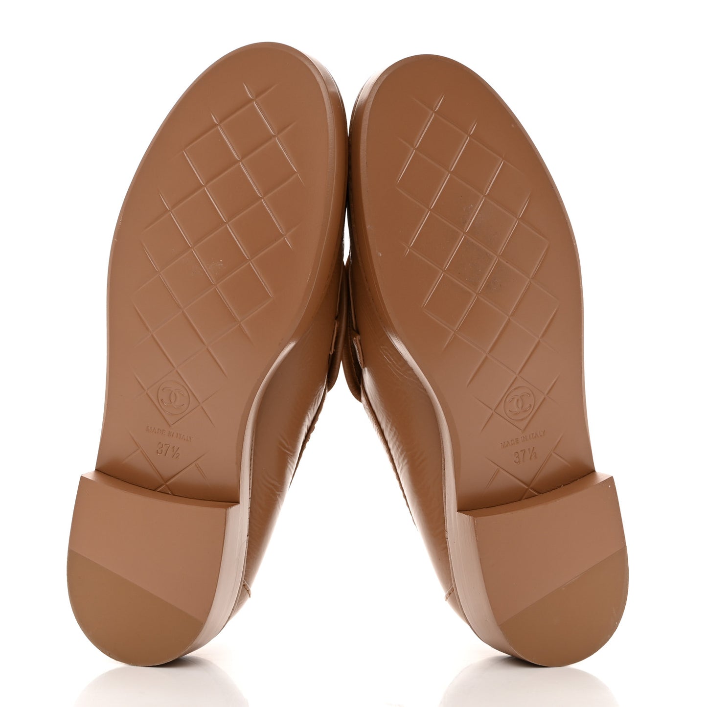 Lambskin Quilted CC Turnlock Moccasins 37.5 Dark Beige