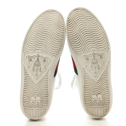 Gucci Calfskin Ayers Kingsnake Embroidered Mens Ace Sneakers 8 Green Red 5 of 9