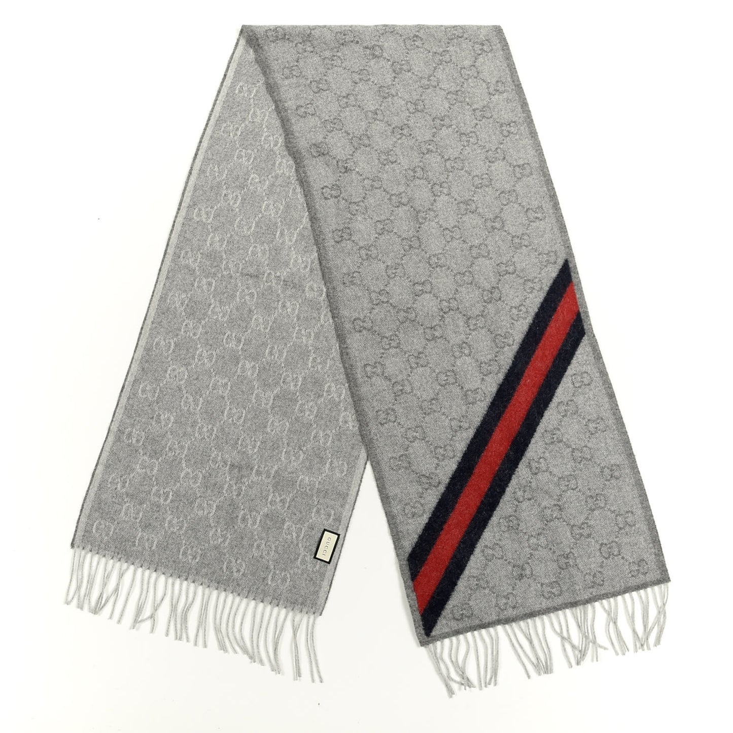 Wool Angora Monogram Web New Nikky Scarf Zinc Blue