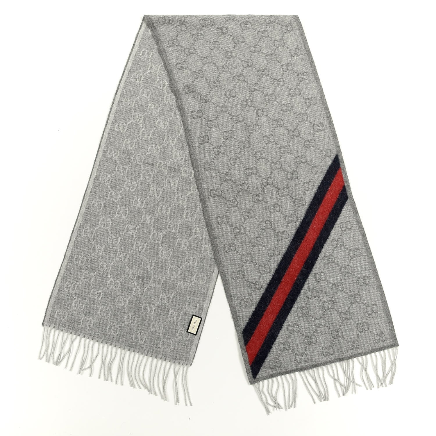 Gucci Wool Angora Monogram Web New Nikky Scarf Zinc Blue 2 of 3