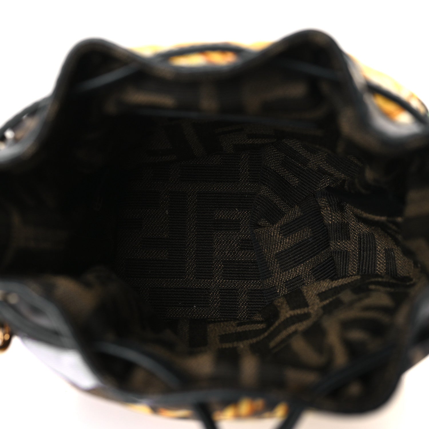 Fendi X VERSACE Silk Vitello Fendace FF Baroque Quilted Mini Mon Tresor Bucket Bag Gold Multicolor 5 of 8