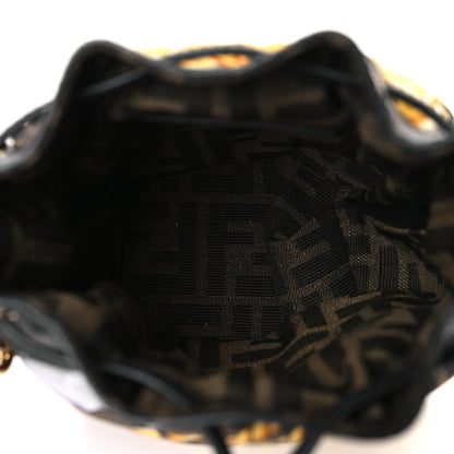 Fendi X VERSACE Silk Vitello Fendace FF Baroque Quilted Mini Mon Tresor Bucket Bag Gold Multicolor 5 of 8