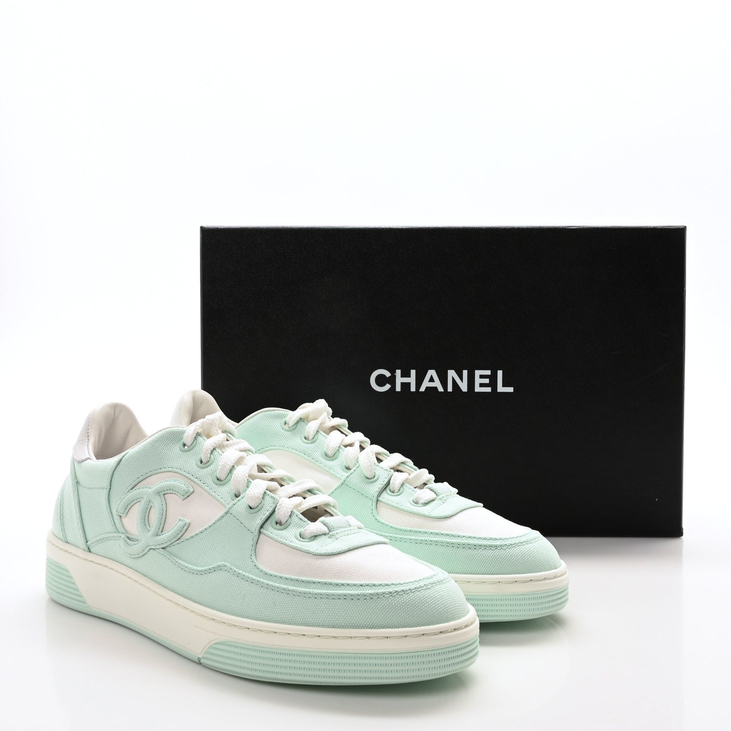 Cotton Sneakers 40.5 Light Turquoise White