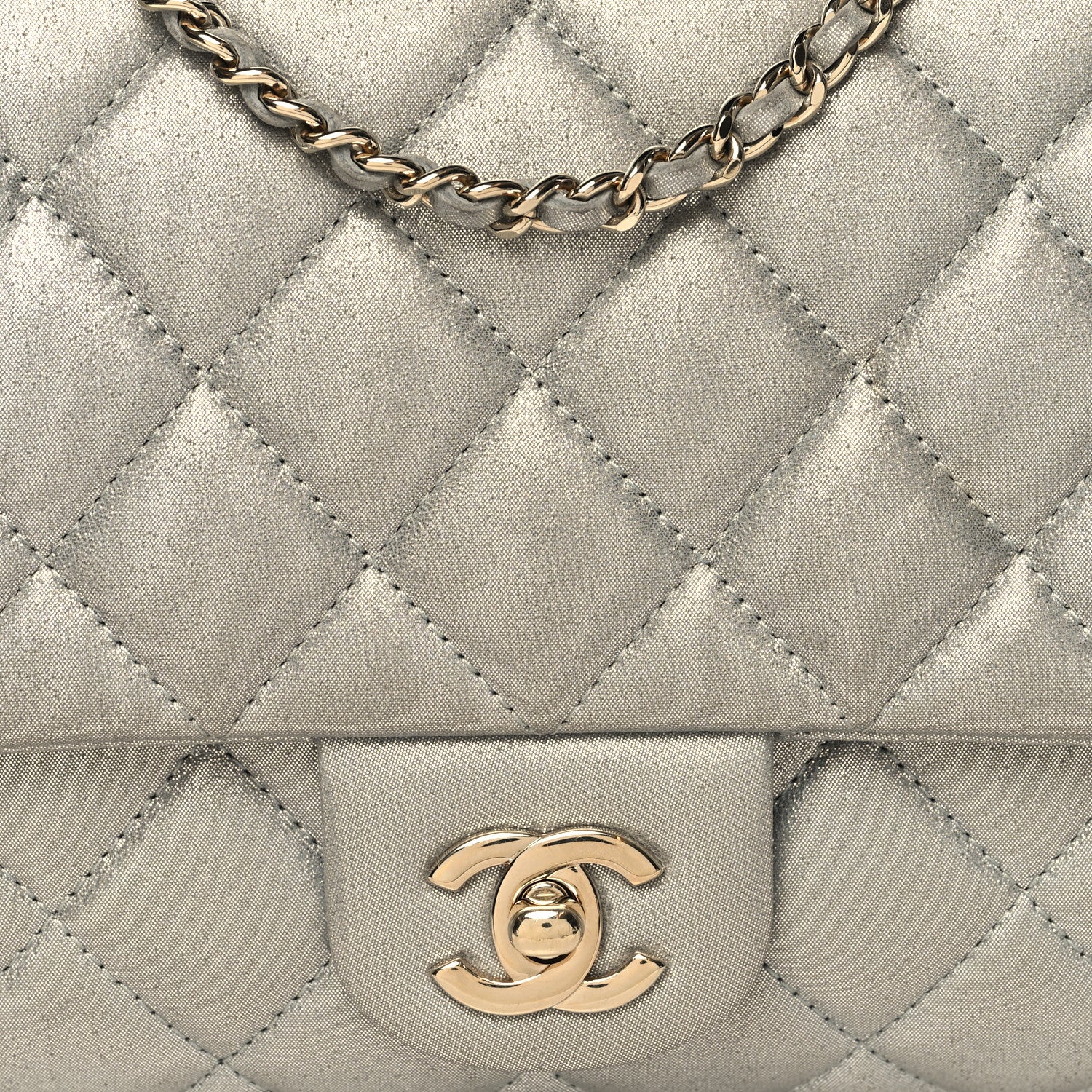 Chanel Iridescent Calfskin Quilted Clutch With Chain Flap Silver 8 of 11