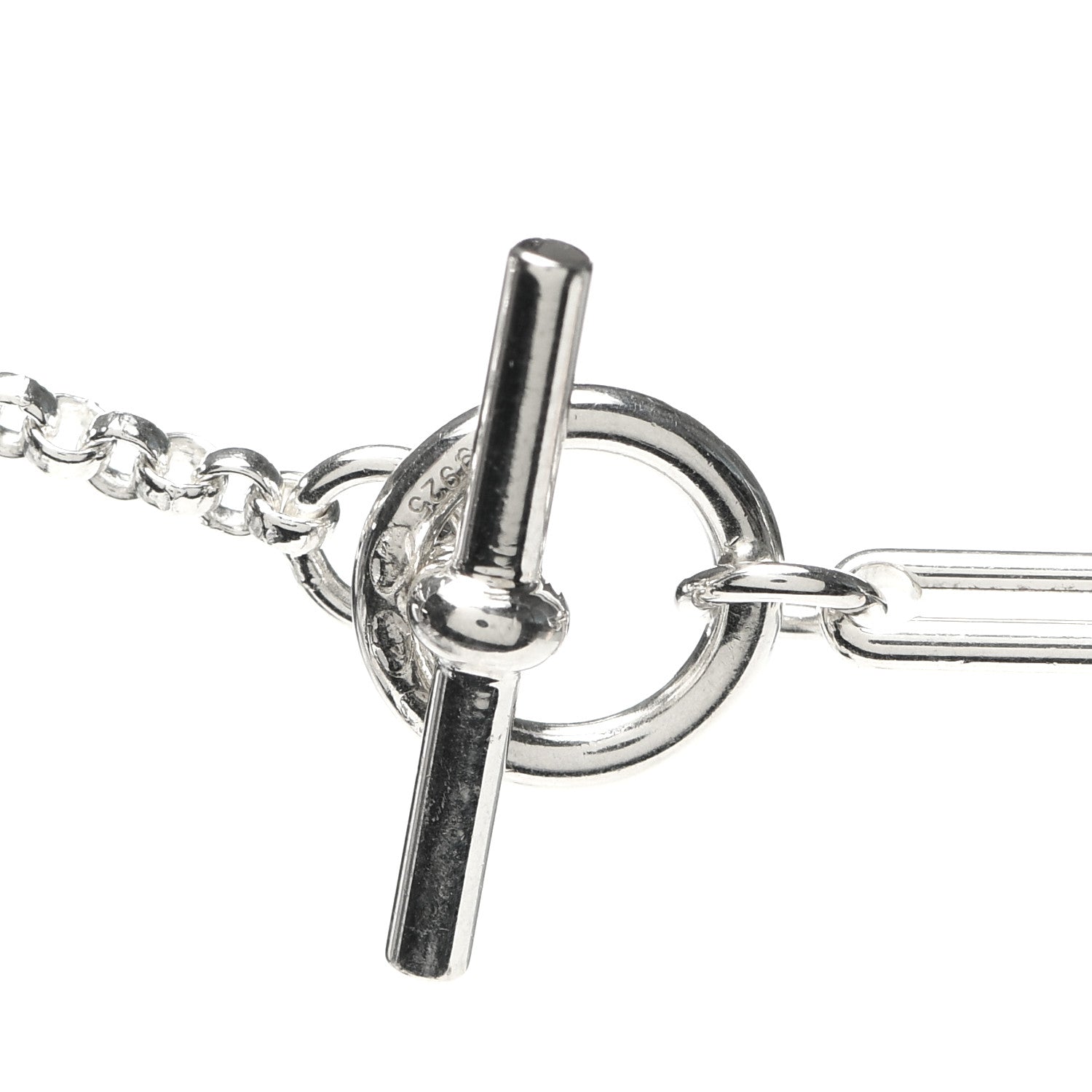 Hermes Sterling Silver 18K Rose Gold GM Ex-Libris Long Pendant Necklace 4 of 6