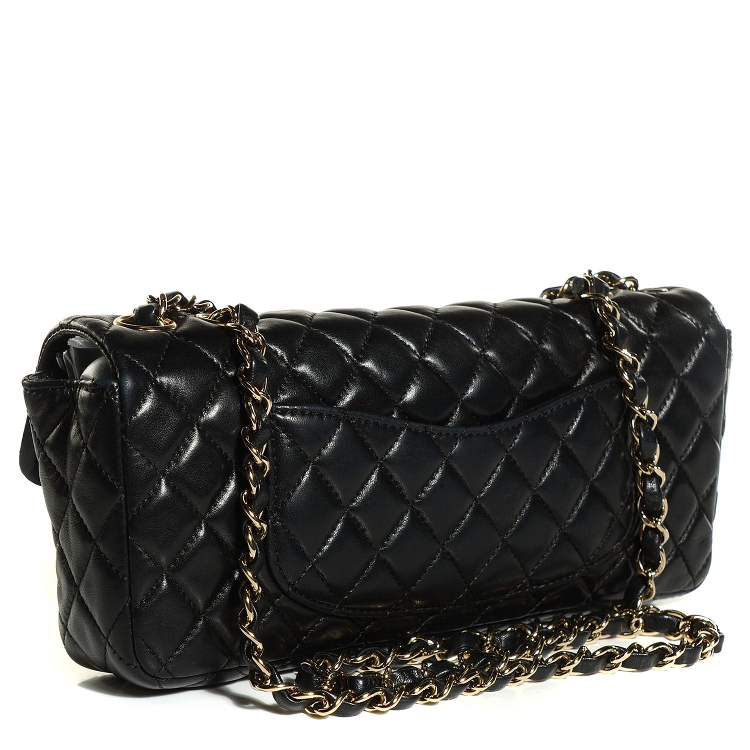 Chanel Lambskin Quilted East West Valentine Charms Flap Black 3 of 9
