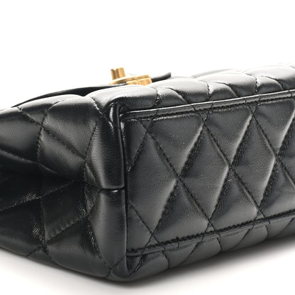 Chanel Shiny Aged Calfskin Quilted Nano Kelly Shopper Black 9 of 10