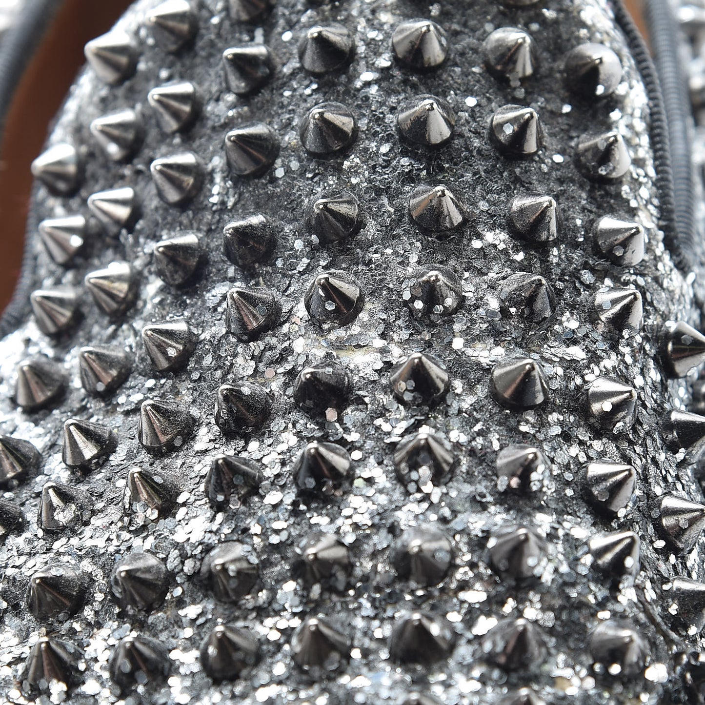 Glitter Mens Rollerboy Spikes Flat Loafers 43 Silver