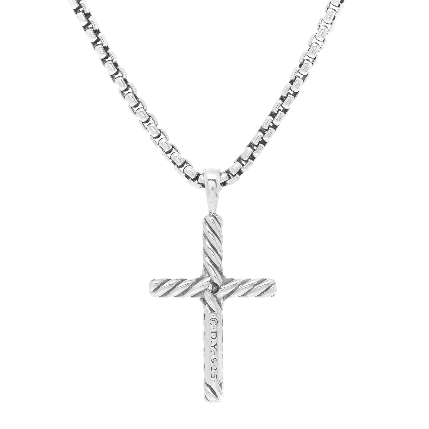 Sterling Silver Diamond Cable Classics Cross Necklace