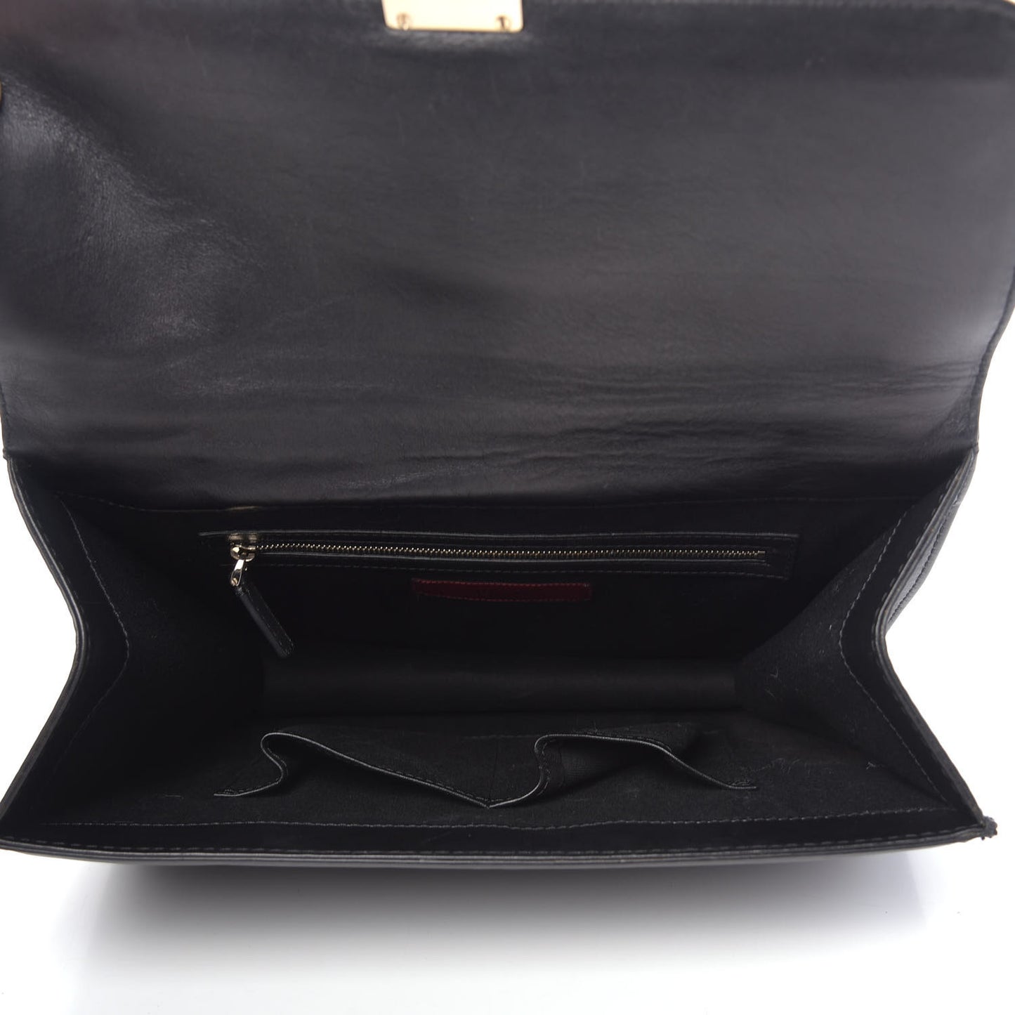 Vitello Extra Large Glam Lock Rockstud Flap Black