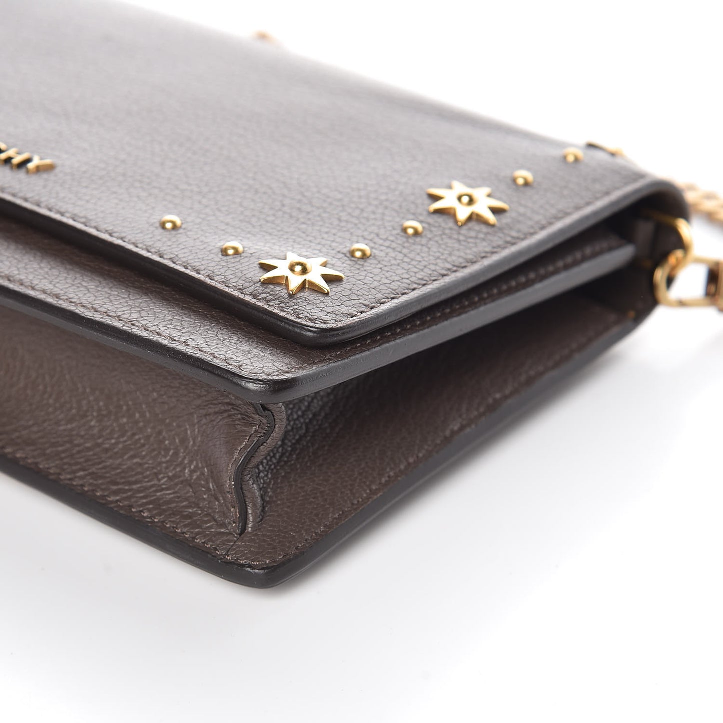 Goatskin Embellished Pandora Chain Wallet Heather Grey