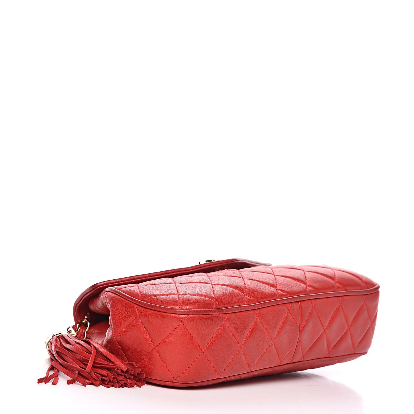 Lambskin Quilted CC Tassel Flap Red