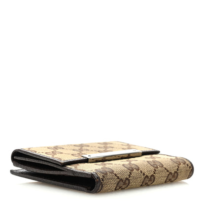Gucci Monogram Metal Bar French Flap Wallet Beige Ebony Cocoa 4 of 6