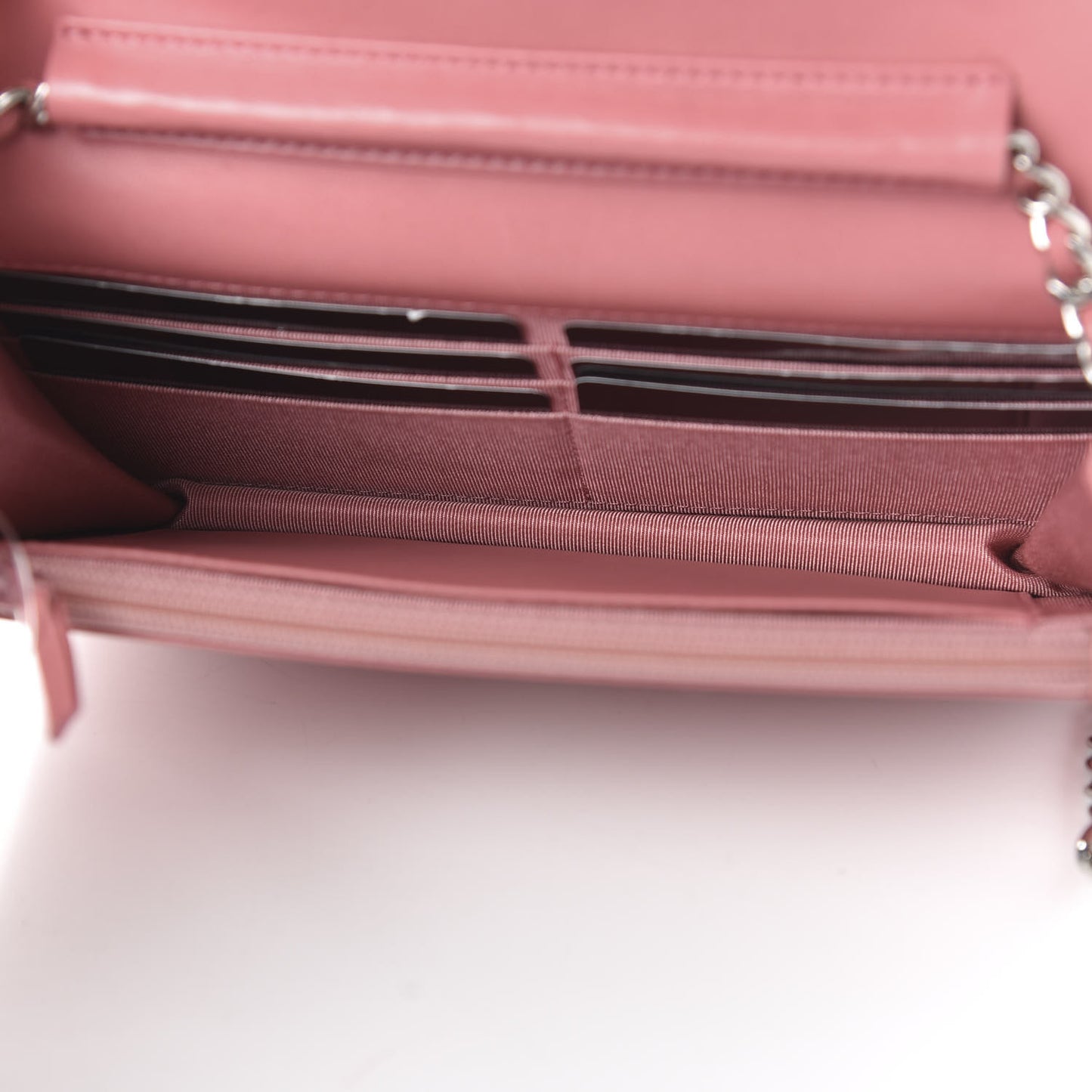 Lambskin Quilted Wallet On Chain WOC Pink