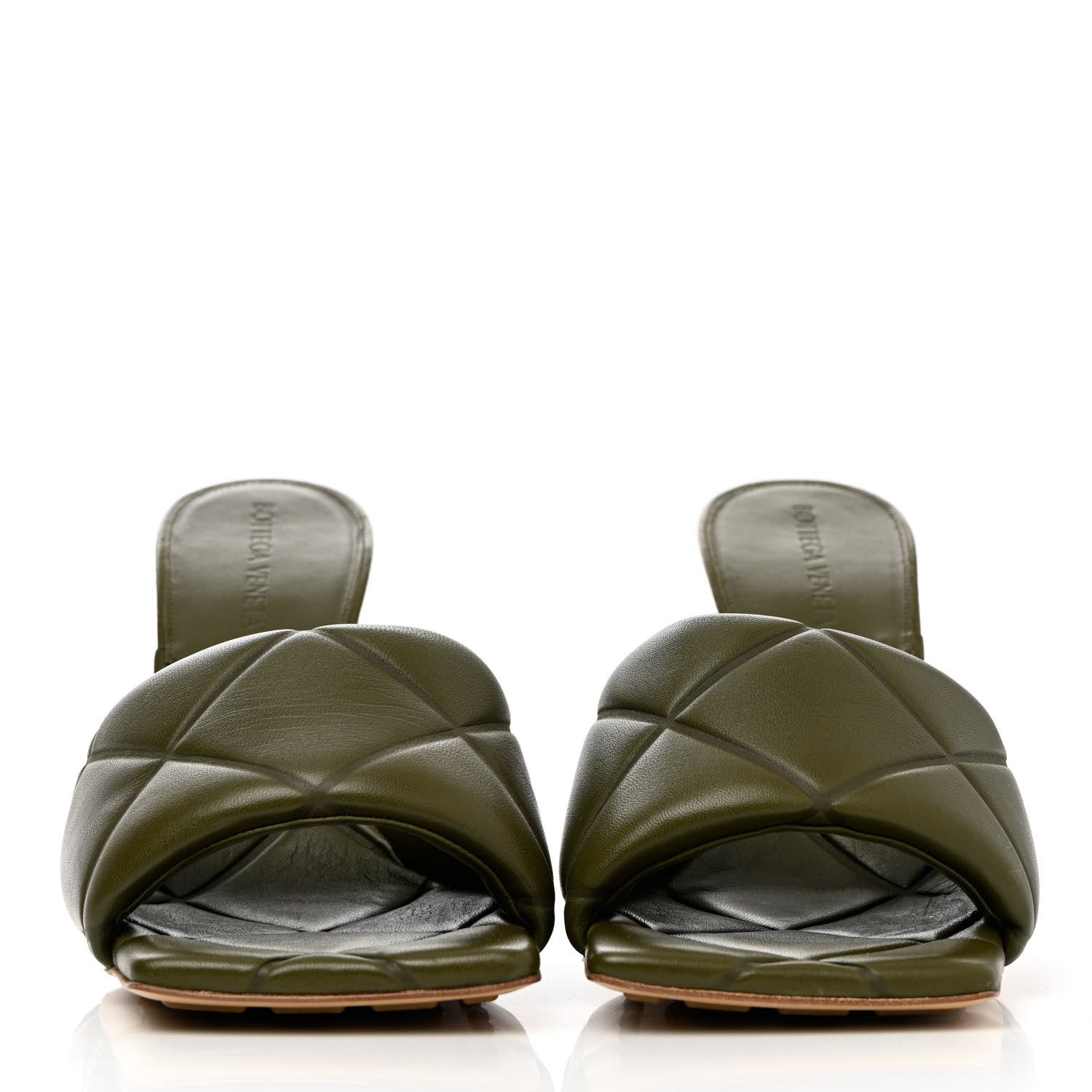 Bottega Veneta Nappa Quilted Rubber Lido Mule Sandals 39 Khaki 2 of 9