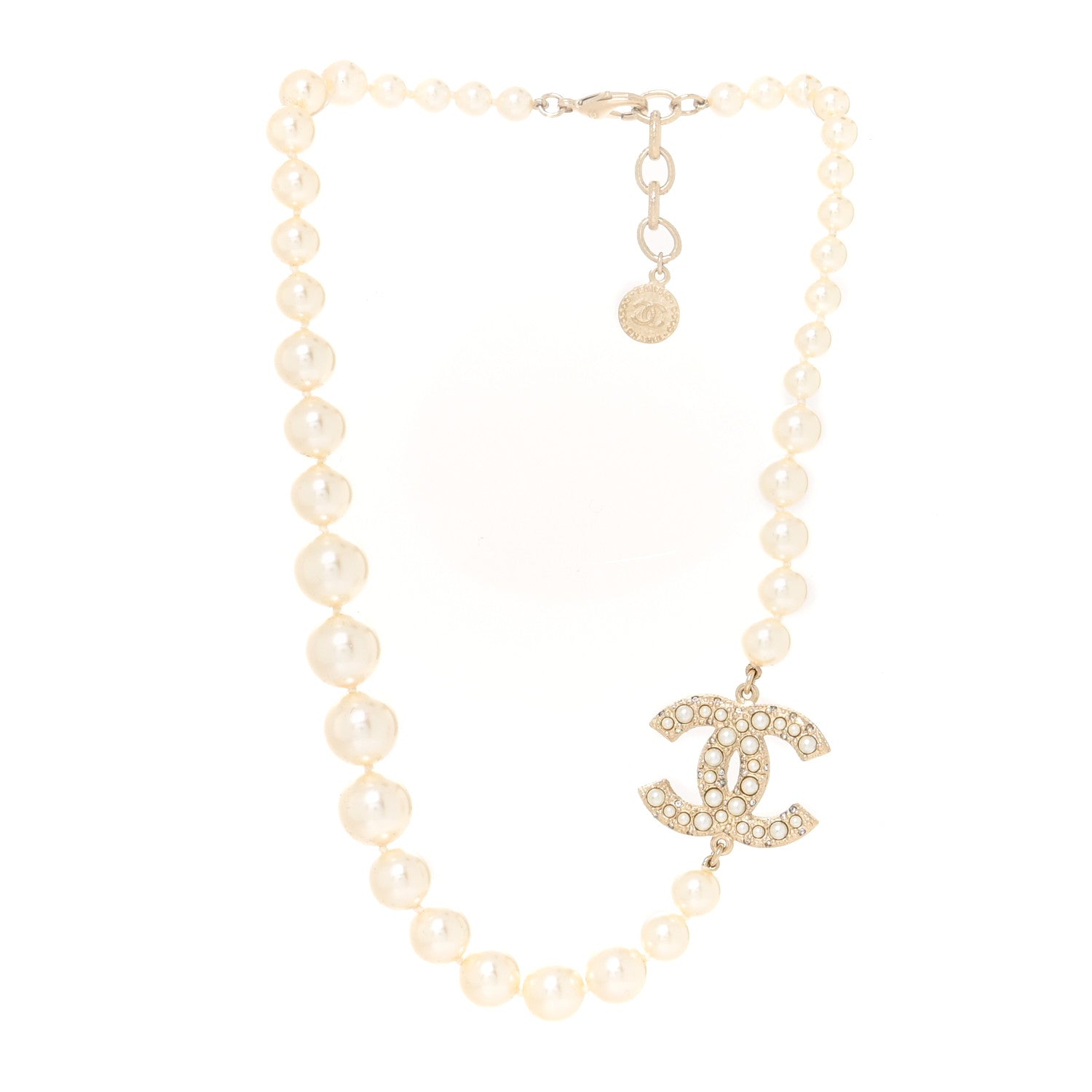 Chanel Pearl CC 100th Anniversary Necklace Light Gold 3 of 5