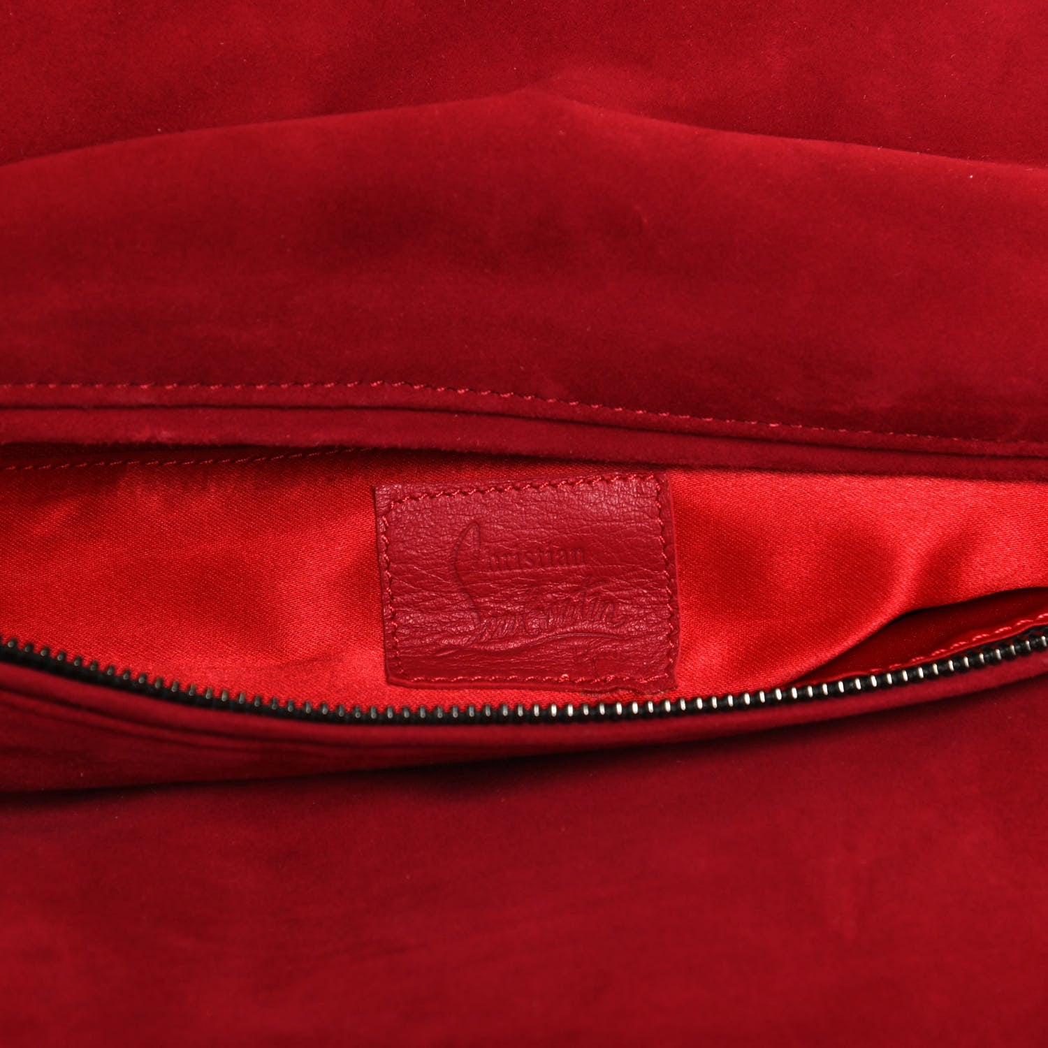 Christian Louboutin Suede Chain Shoulder Bag Red 5 of 10