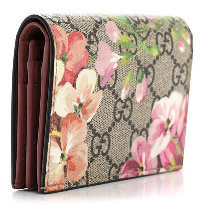 Gucci GG Supreme Monogram Blooms Card Case Wallet Beige Multicolor Dry Rose 3 of 13