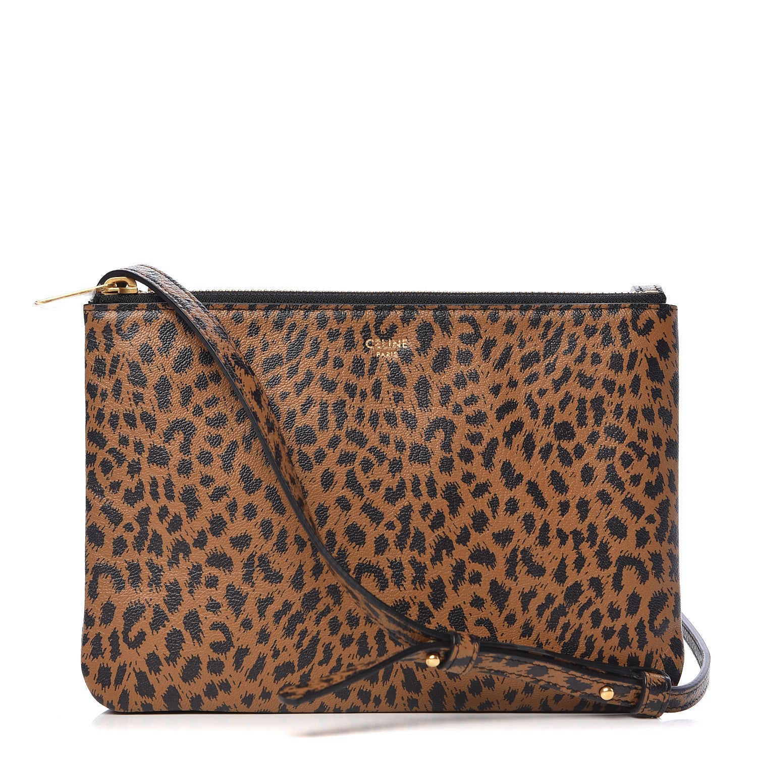 Celine Goatskin Leopard Printed Small Trio Crossbody Bag Brown Black 1 of 11