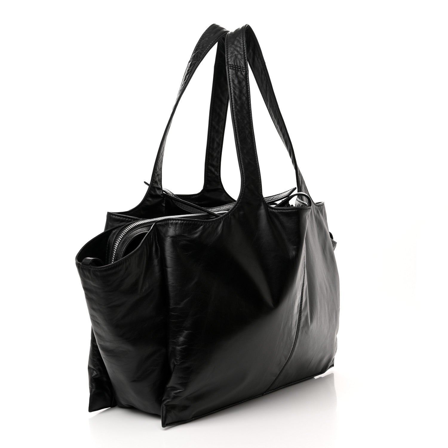 Celine Paperweight Calfskin Medium Tri-Fold Bag Black 3 of 11