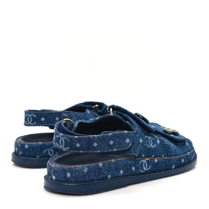 Chanel Printed Denim CC Dad Sandals 38 Dark Blue 5 of 10